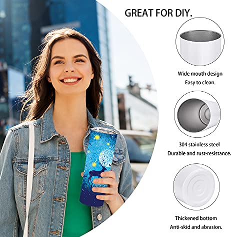 20 Oz Skinny Tumbler Set, Skinny Stainless Steel Tumbler Set With Lids, Insulated Skinny Slim Water Tumbler For Diy, White(Not For Sublimation,Not Straight) #TOP2