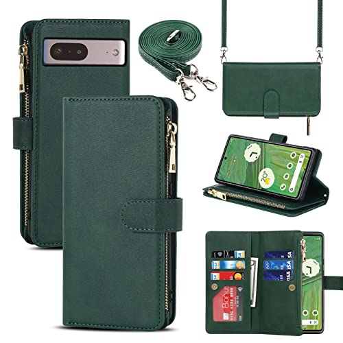 Jaorty Funda tipo cartera para Google Pixel 7 para mujeres y hombres con cordón cruzado, funda tipo cartera para Google Pixel 7 con soporte para tarjetas, bolsillo con cremallera para Pixel 7, 6.3