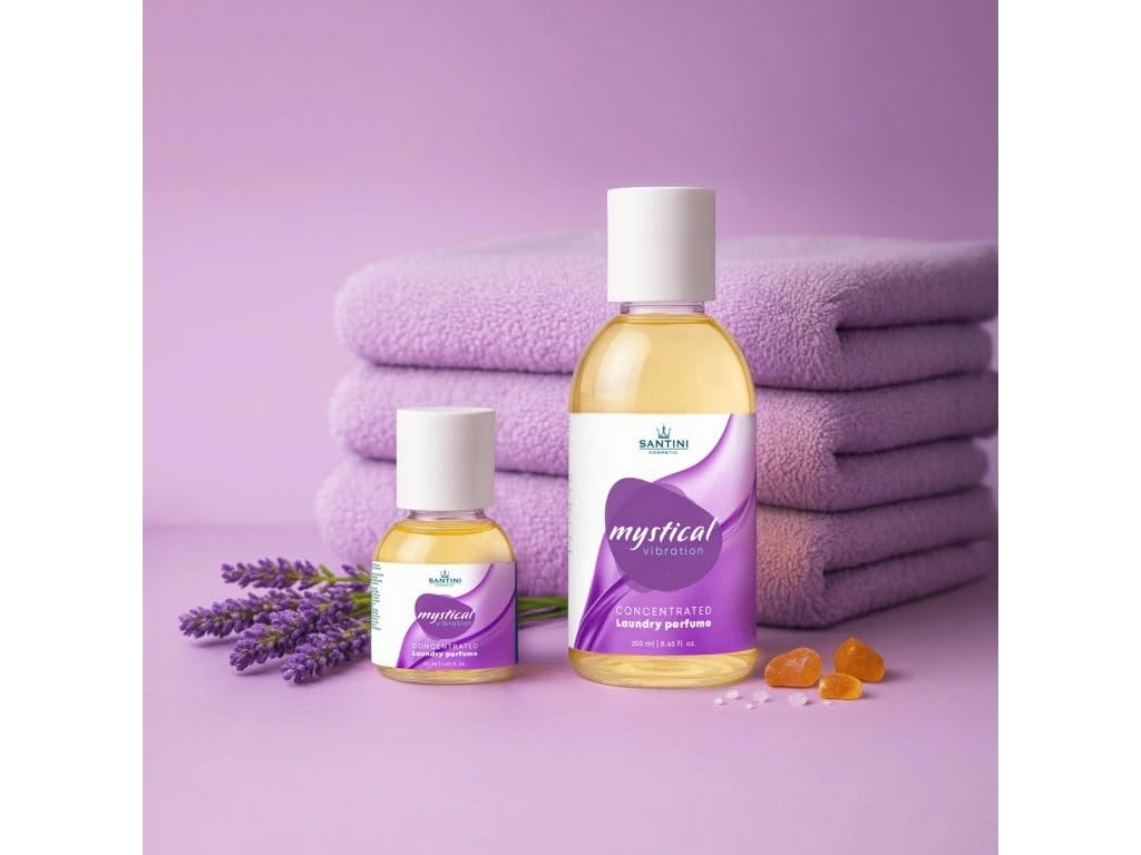 SANTINI Wäscheparfüm für Frischen und Langanhaltenden Duft - Wäscheduft für Alle Textilien Geeignet, Hergestellt in EU aus Französischen Premiumölen (250ml, Mystical Vibration)