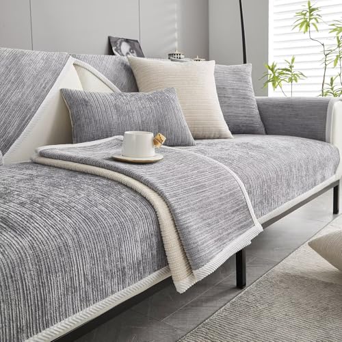 Bettschlange Sofa Überzug, Couch Überzug L Form 1/2/3/4 Sitzer, Sofa Cover Sofabezug Ecksofa rutschfeste Sofaschoner, Sofadecken für Sitzfläche,...