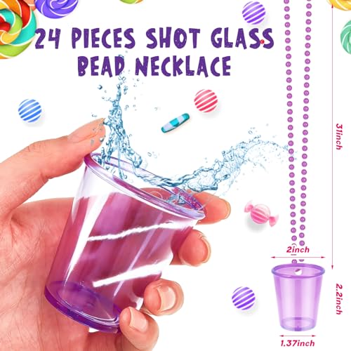 Sureio 24 Pieces Shot Glass on Beaded Necklace Plastic Shot Cup Necklace Bachelorette Party Team Men and Women Supplies(Clear Purple) by Sureio - Used condition - Image 2