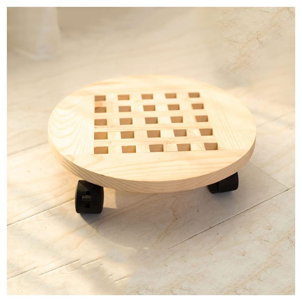 CWCQGH Plant Stand Plant Caddy Round Sturdy Flower Pot Base Indoor and Outdoor Flower Pot Tray Home Plant Cart Wooden Plant Stand Outdoor Plant Stand,A-40cm