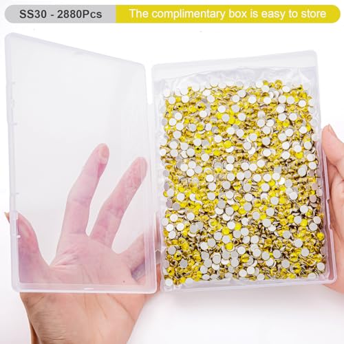 Image of Flatback Rhinestones Bulk, 14400PCS Citrine Rhinestones for Clothes DIY Decoration Crafts, Citrine, SS16, 3.8-4.0mm