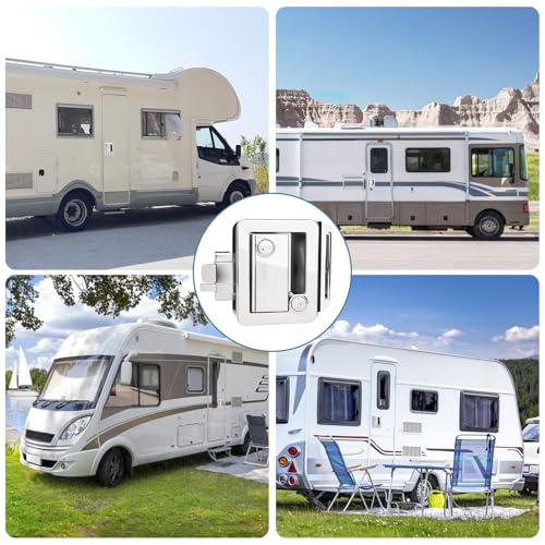 Jiimee Chrome RV Door Lock - Heavy Duty Zinc Alloy Camper Lock Replacement with 4 Keys, Weatherproof Design for Travel Trailers Horse Cargos Vans Motorhomes - Thumbnail 5