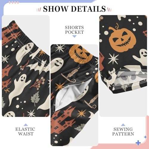 Ghost Bat Castle Boys Long Pants Soft Trousers Elastic Waist Kids Lounge Bottoms with Pockets S-XL4