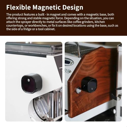 Image of watchget 20ml Coffee Bean Atomizer Rdt Sprayer for Reducing Coffee Power Static with Magnetic base, Portable Electric Nano-Atomizer Rechargeable Espresso Sprayer with Orange Silicone Case, Black