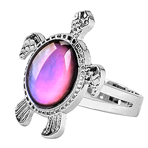 FANTASY 6pcs Mood Ring Change Color Ring Adjustable Size Temperature Finger Ring (turtle)2