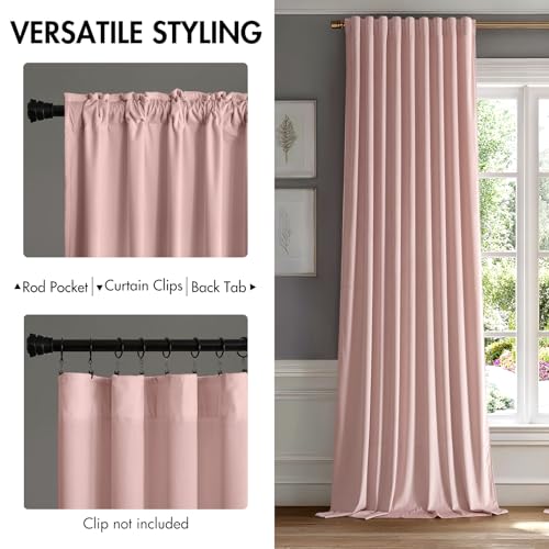 Image of MIULEE Light Pink Velvet Curtains 52x90 inches Luxury Blackout Curtains | Thermal Insulated, Super Soft Window Drapes for Bedroom Living Room, Rod Pocket & Back Tab