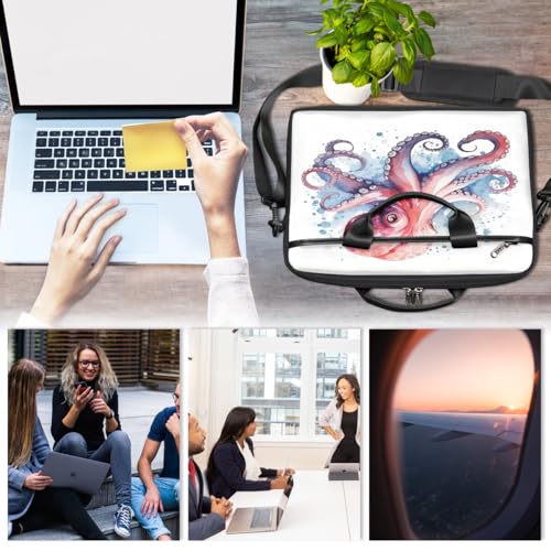 Bolso para laptop de 15 pulgadas estilo acuarela con pulpo miniatura 6