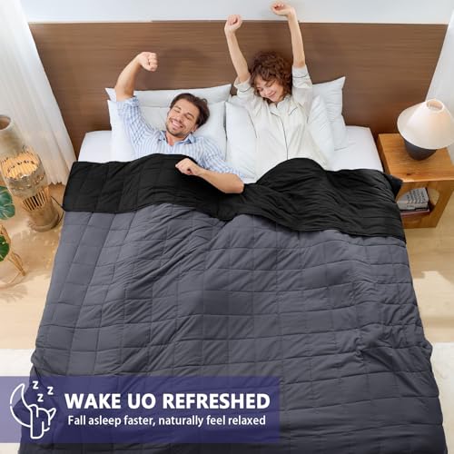 Image of yescool Weighted Blanket for Adults (30 lbs, 88 inch x 104 inch, Grey& Black) Cooling Heavy Blanket for Sleeping Perfect for 290-310 lbs, King Size Breathable Blanket with Premium Glass Bead