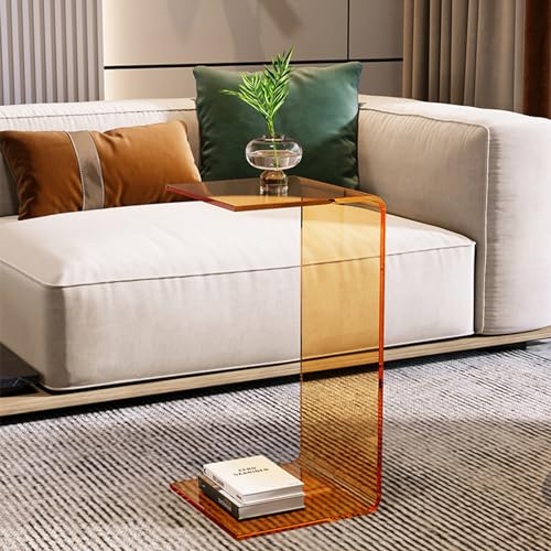 Mesa auxiliar de acrílico, mesa auxiliar de sofá en forma de C, mesa auxiliar pequeña para sala de estar, mesita de noche para dormitorio, 30 x 30 x 65 cm