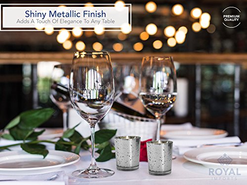Royal Imports Silver Mercury Glass Votive Candle Holder, Table Centerpiece Tealight Decoration for Elegant Dinner, Party, Wedding, Holiday, Set of 12 (Unfilled) - Thumbnail 2