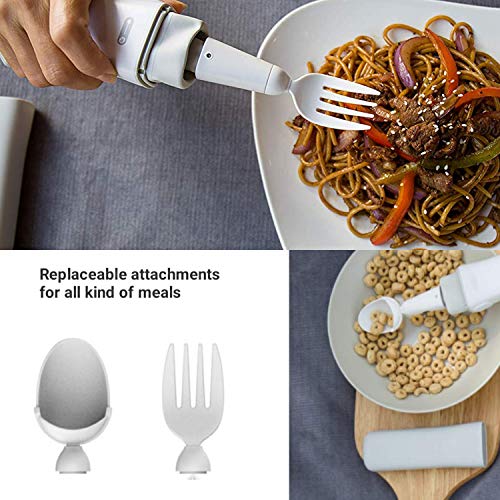 GYENNO Parkinson Spoon and Fork Functional Product for all kinds of meal 360 degree stabilization solution, offsetting 85% unwanted tremor (grey-white)