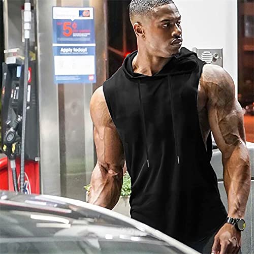 Babioboa Men's Workout Hooded Tank Tops Sports Training Sleeveless Gym Hoodies Bodybuilding Cut Off Muscle Shirts2