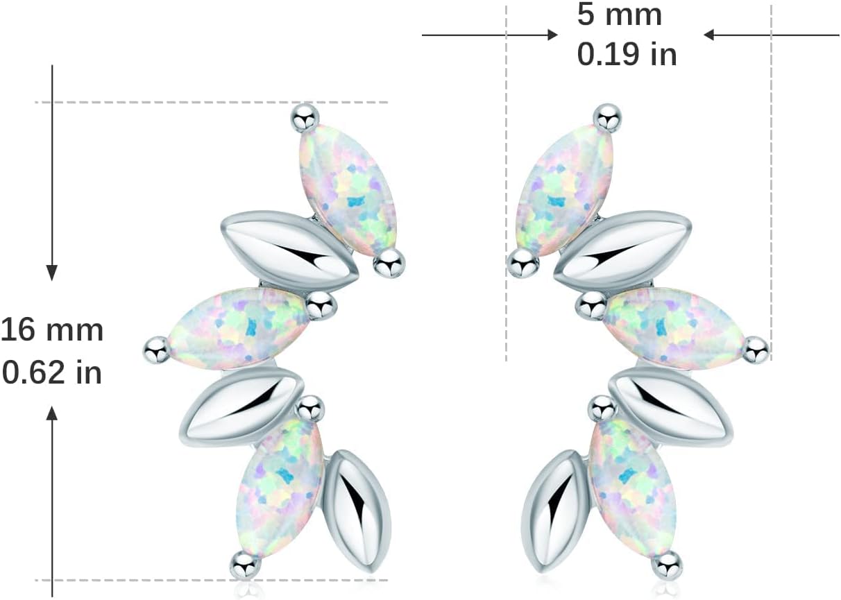 YUNKAI Opal Stud Earrings for Women Sterling Silver Hypoallergenic, Marquise Cut Opal Earring, October Birthstone Jewelry Gifts for Birthday Christmas, Present for Mom Wife