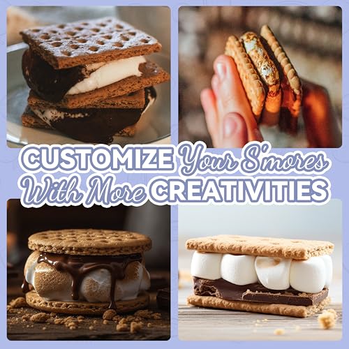 Image of Party Desserts Electric Smores Maker Tabletop Indoor Kit, Indoor Marshmallow Roaster, Smores Station with 4 Compartment Trays & 4 Forks, Great Gift for Adults and Kids in Holidays and Parties (Brown)