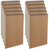 MANCHAP 10 Pack 30 Sheets/60 Pages A4 Spiral Bound Sketchbook, 160gsm Spiral Sketch Drawing Pad, Kraft Cover Art Landscape Sketchbook for Painting, Drawing