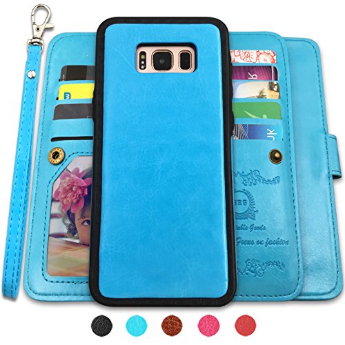 CASEOWL Galaxy S8 Plus Cases,Magnetic Detachable Lanyard Wallet Case with [8 Card Slots+1