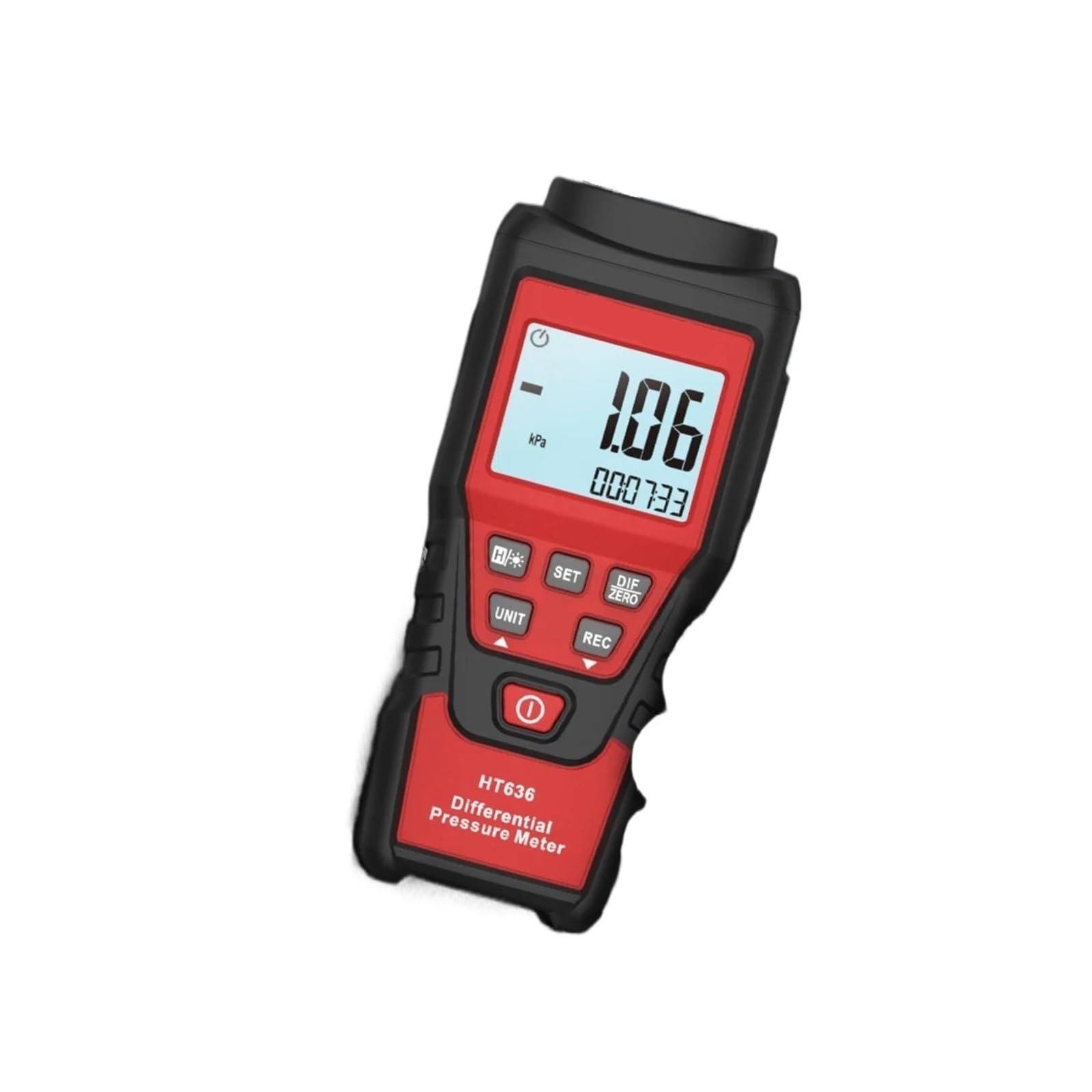 HT636 Manómetro digital de presión diferencial pantalla LCD servicio HVAC | Mide presión diferencial de aire para conductos HVAC, filtros, ventilación y diagnóstico