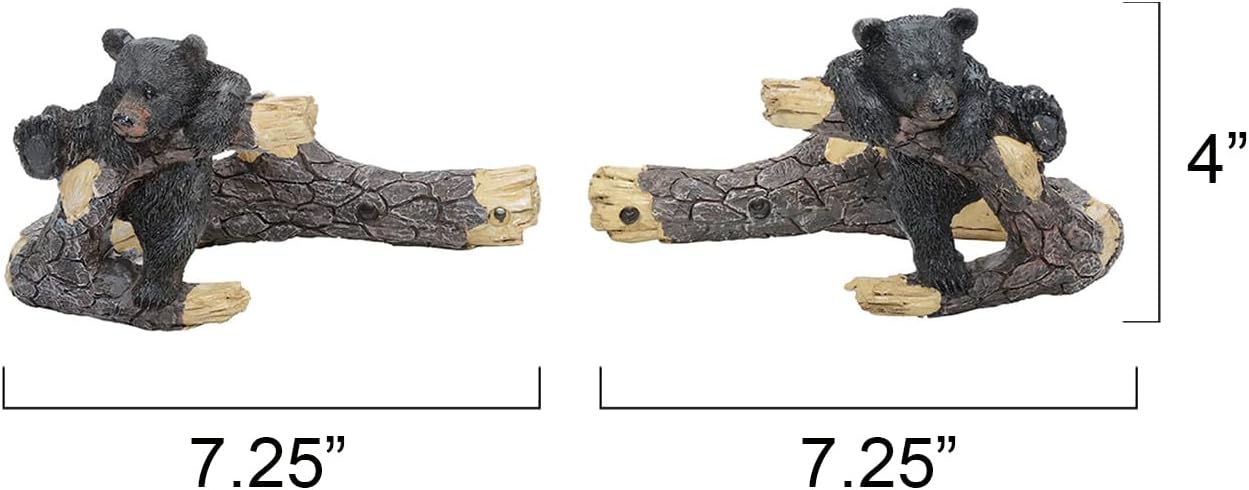 BLACK FOREST DECOR - Bear Branch Curtain Tiebacks - Set of 2 - Rustic Climbing Bear Window Decor, 7.5" W x 5.5" D x 4" H