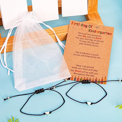 Image of Back to School Supplies, First Day of Kindergarten Bracelet, Back to School Bracelet Mommy and Me, Prek Matching Wish Bracelets Set, Adjustable Bracelet for Boys Girls Gifts Stuff Bulk