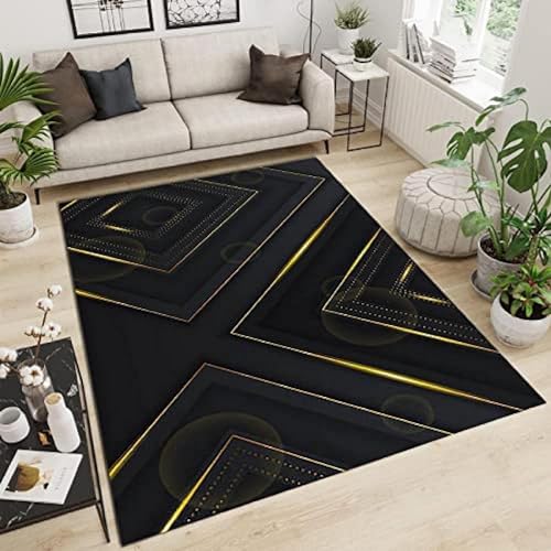 Tapis résistant aux taches à rayures géométriques 3D doux - 2