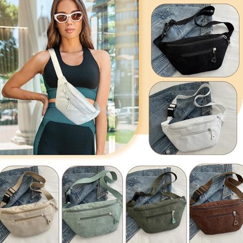 Cord Bauchtasche für Damen und Herren Gürteltasche Damen Verstellbarer Gurt Hüfttasche Bauchtasche Klein Brusttasche Bum Bags aus Cord für Outdoor Sport Laufen (Braun B)