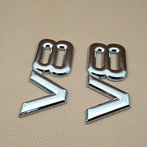 Image of 2pcs Metal Chrome V8 Vntage Car Trunk Tailgate Rear Emblem Badge Decal Stickers (Silver)