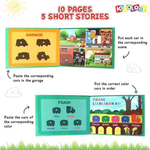 Kidology-Montessori-Quiet-Book-for-Toddlers-Busy-Book-for-Kids-to-Develop-Learning-Skills-Preschool-Educational-Travel-Toy-for-Boys-and-Girls-Sensory-Book-Interactive-for-Kids-Vehicle