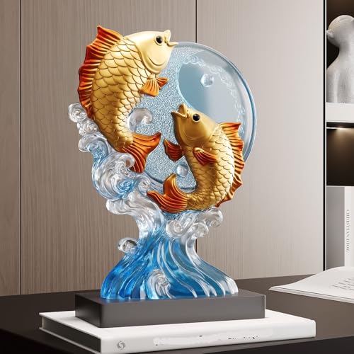 Statue d'art Poissons, sculpture artisanale haut de gamme pour buffet - 6