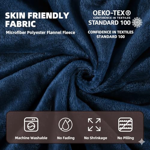 Image of Harleen Blankets, 250 GSM Super Soft Flannel Cozy Blankets for Single Bed, Washable Lightweight Blanket for Couch Sofa Bed Office, Warm Plush Blankets for All Season (60 inchx90 inch) (Blue, Single)