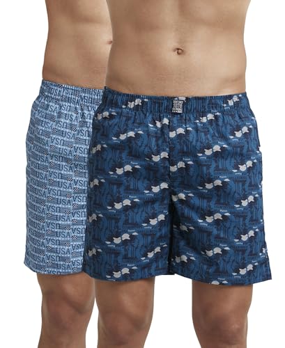Image of Jockey US57 Men Super Combed Mercerized Cotton Woven Printed Boxer Shorts with Side Pockets (Pack of 2, Prints May Vary)