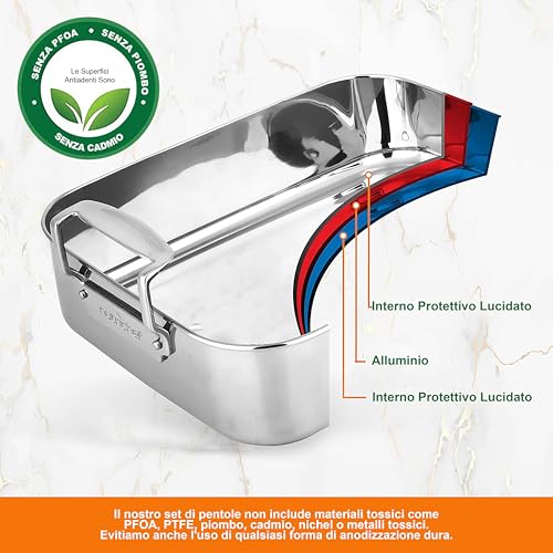 NutriChef Teglia Forno e Teglia Forno Rettangolare in Acciaio Inox da 36 Centimetri con Griglia Lucidata, Ideale per Tacchino, Pollo e Carni, Premium e Resistente con Manici Incorporati - immagine 4