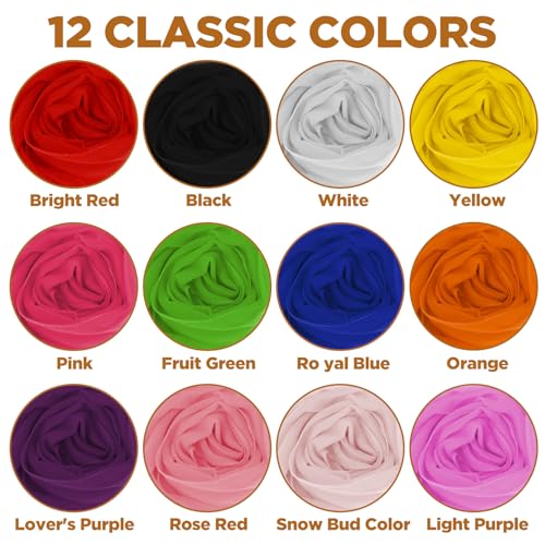 12 Pieces Solid Color Chiffon Scarf for Women Fashion Soft Breathable Silk Lightweight Accent Scarfs, 12 Colors3