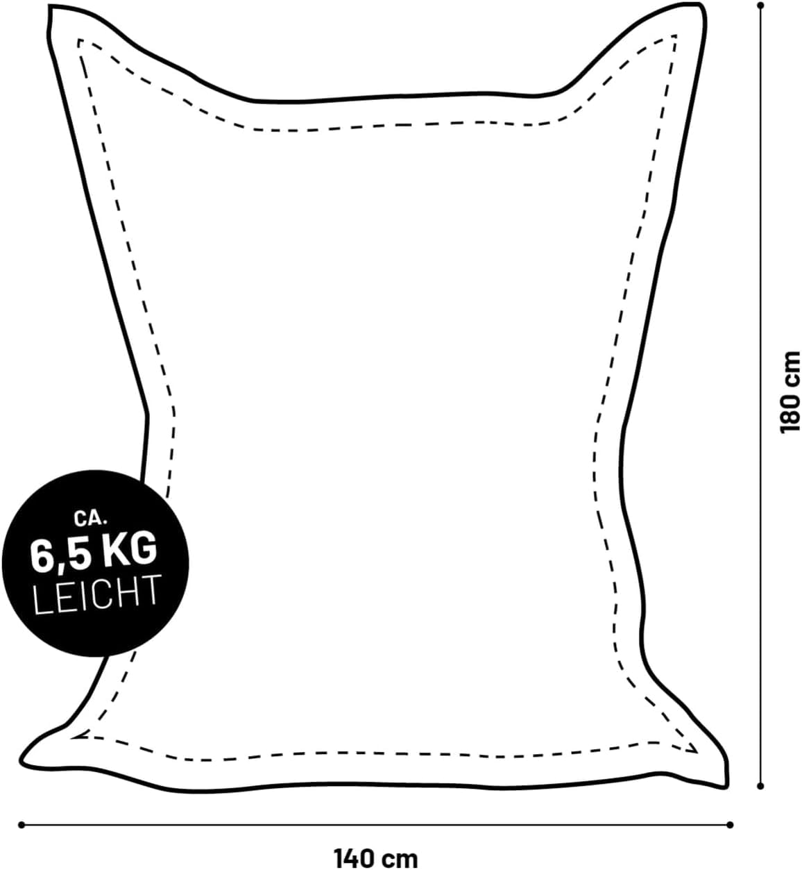 Lumaland Worek do siedzenia Classic XXL Cord, ogromny worek do siedzenia XXL, o miękkiej żebrowanej strukturze, idealny do sofy i foteli sztruksowych, do salonu, sypialni itp. – 380 l, 140 x 180 cm