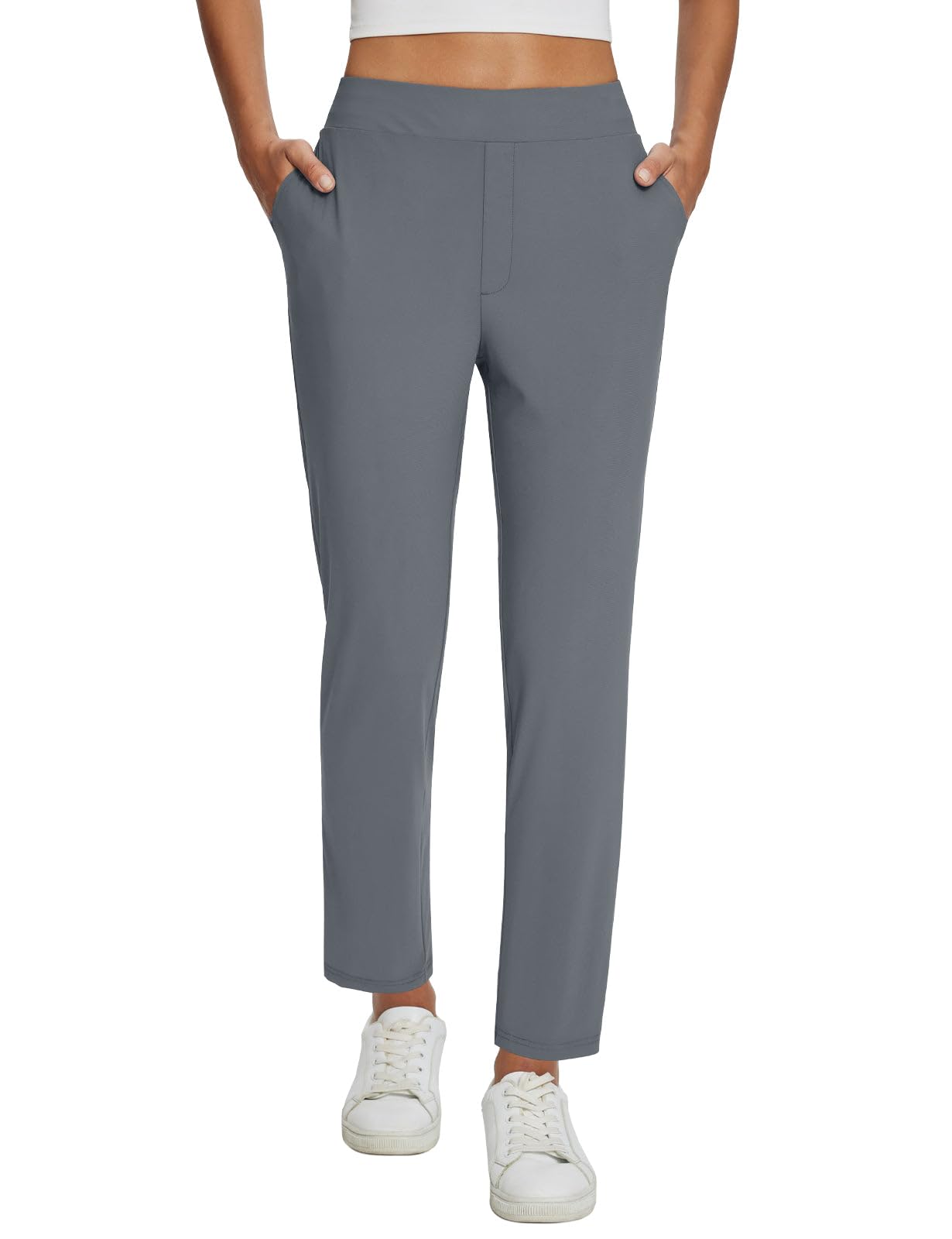 baleaf Womens Business Casual Pants Stretch Travel Pants On Airport with Zipper Pockets Dressy Slacks Golf Work Pull on