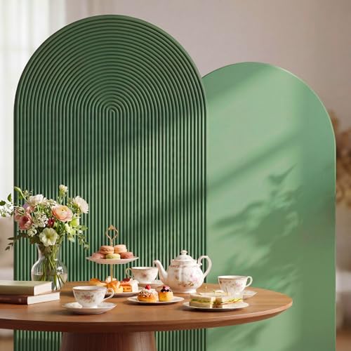 Tegeme 2 Set Wedding Arch Cover Green Ripple & Solid Color Stretchy Backdrop Cover Spandex Fabric for 7.2 ft & 6.6 ft Round Top Arch Stand Wedding Baby Birthday Party Bridal Shower Banquet Decor