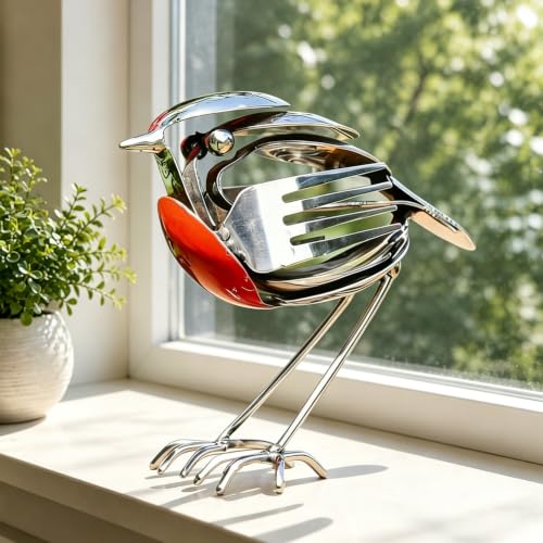 Robin Garden Ornaments Robin Gifts Garden Bird Ornaments Recycled Metal Bird Sculpture Weatherproof Yard Patio Decor Country Cottage Accent for Garden Patio Living Room and Birds Lovers Gift