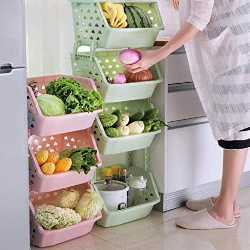 Estantería vegetal multi-capa rosa de 75cm resistente para cocina 6