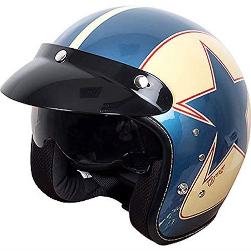 Duchinni D501 VISO APERTO rétro Casco da moto blu