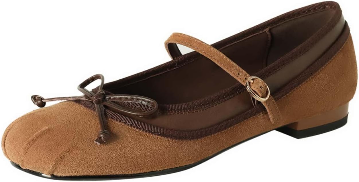 TinaCus Women's Genuine Leather Ballet Flats Handmade Square Toe Mary Jane Shoes with Buckle Strap