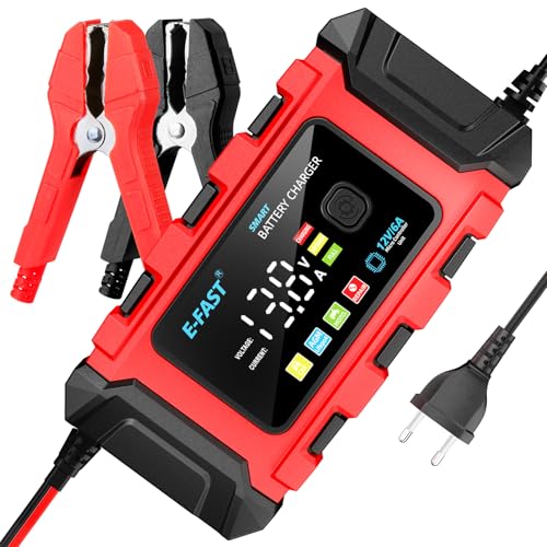 Image of Fully Automatic Car Battery Charger 6A 6V /12V，Bike Battery Charger,Battery Charger for Car and Bike,Suitable for Most Battery Types, Including Calcium, Gel, AGM, Wet Lead-Acid Batteries