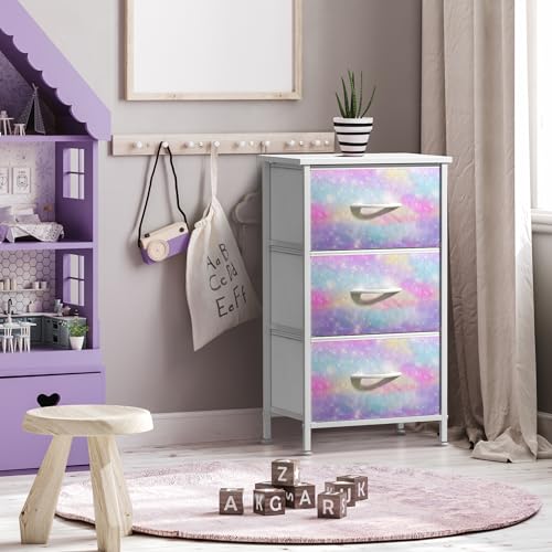 Sorbus Kids Nightstand, Fabric Drawers (Watercolor, 3 Drawer) - image 5