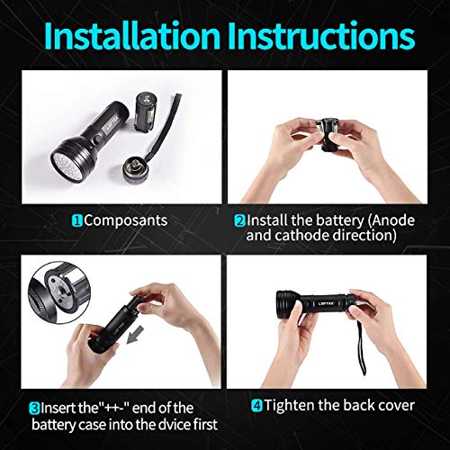 UV Flashlight Black Light, LOFTEK Blacklight Detector for Dog Urine, Ultraviolet Flashlight, Upgraded 51 LED 395nm… - Image 5