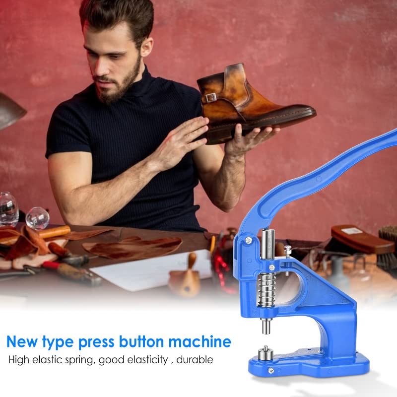 Máquina de prensado manual para ojales o remaches de doble tapa, troqueles, herramienta de molde, botones a presión, suministros artesanales hechos a mano Diy-azul