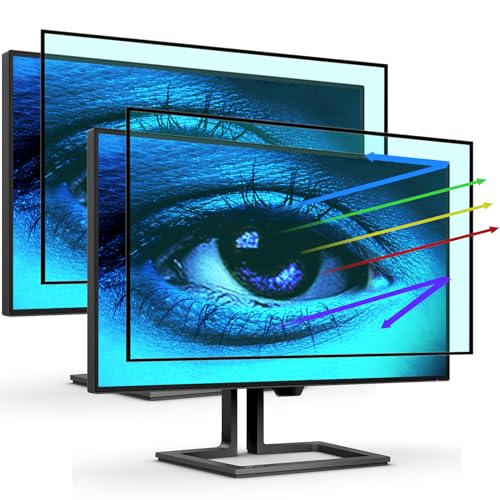 FILMEXT 2 Pack 24 Inch Blue Light Screen Filter for 16:9 Frameless Computer Monitor-Bubble Free High Clarity- Eye Care Anti Glare Blue Light UV Blocking Screen Shield for 24 inch