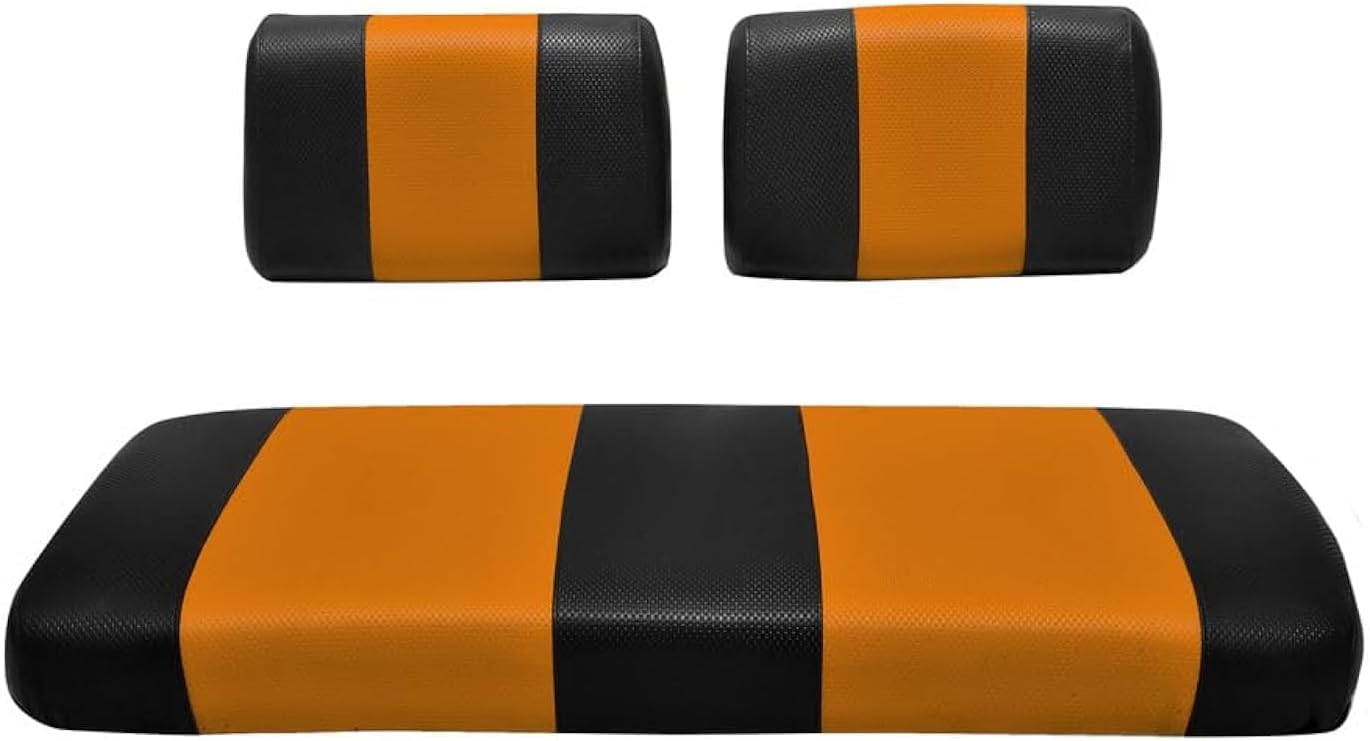 Seat Cover Replacement for Club Car Carry Golf Cart - Front Or Rear Bench Seat - Premium Marine Vinyl - 5 Panel Stitching - Staple On Installation - Two-Tone Golf Cart Seat Covers (Tan)