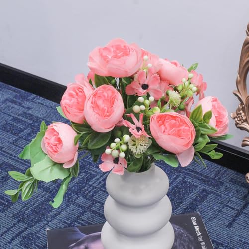Image of TIED RIBBONS Set of 2 Artificial Rose Peony Flower Bunch Sticks for Decoration (Light Pink) Decorative Items for Home Table Decor Vase Craft Living Room Office Restaurant (Without Vase) - Polyester