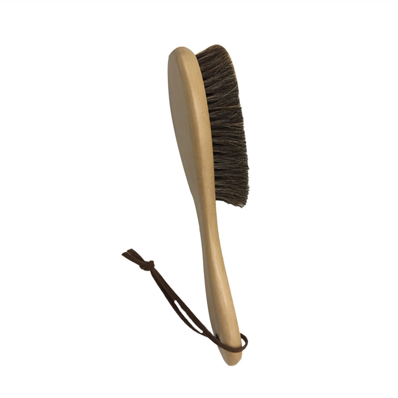 QUNINE Cepillo para Zapatos con Mango de Madera, Cepillo para Pelo de Caballo Colgante antiestático, Cepillo para Limpiar y pulir Zapatos