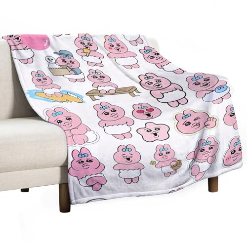 おぱんちゅうさぎ 毛布 ブランケット フランネル 柔らかく肌触り 軽量 暖かい 洗える 静電防止 四季適用 40"x50"